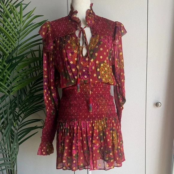 FARM RIO Banana Leaf Print Dress s - Picture 4 of 6